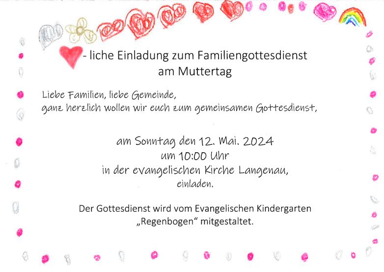 Familiengottesdienst in Langenau mit dem Evangelischen Kindergarten Regenbogen